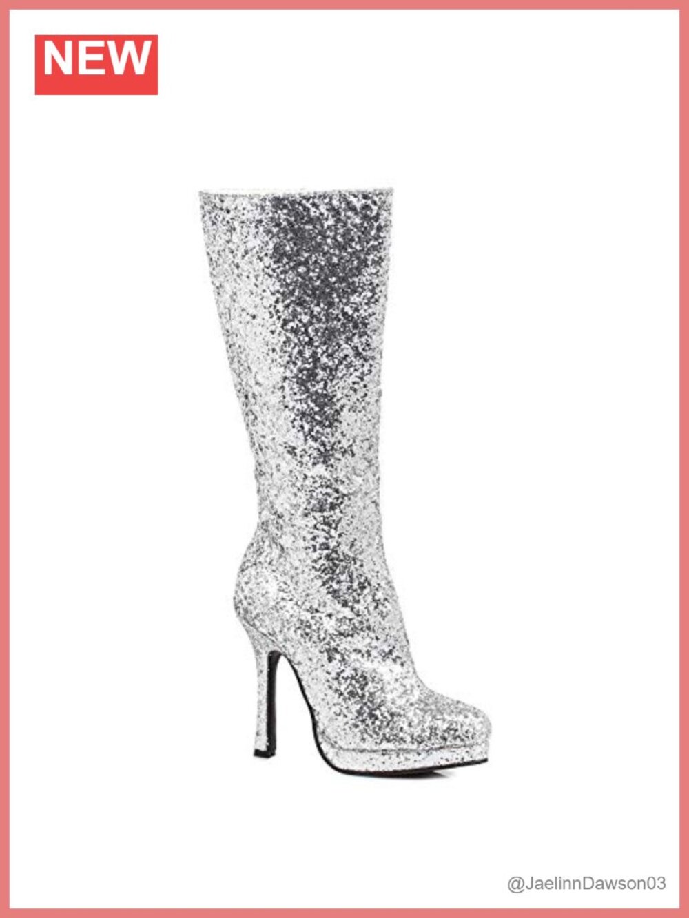 Glitter Knee-High Zip Boots Heeled 4in Stiletto Cosplay Costume Shoes